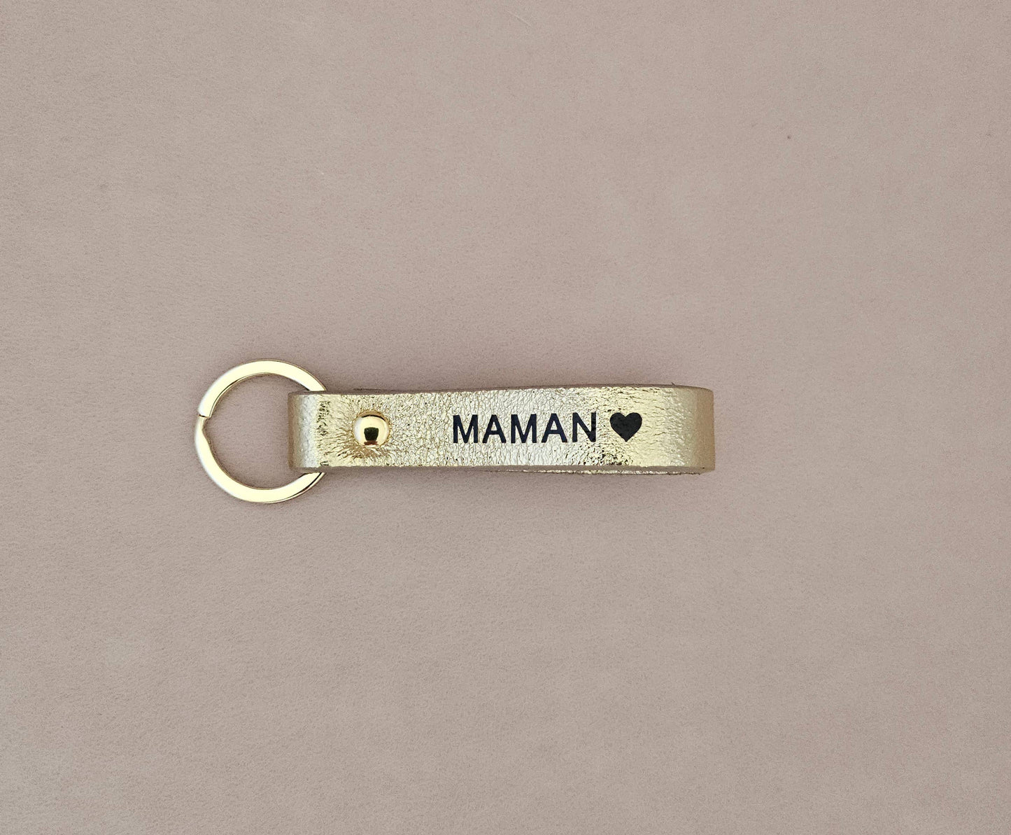 Porte-clé cuir  papa/maman : Nude / Français / PAPA ♥