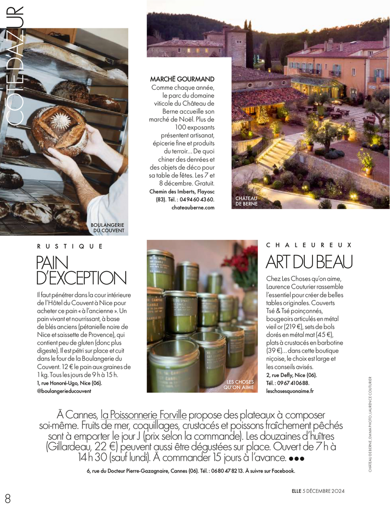 Parution de Les Choses qu’on Aime dans ELLE Côte d’Azur, hiver 2024