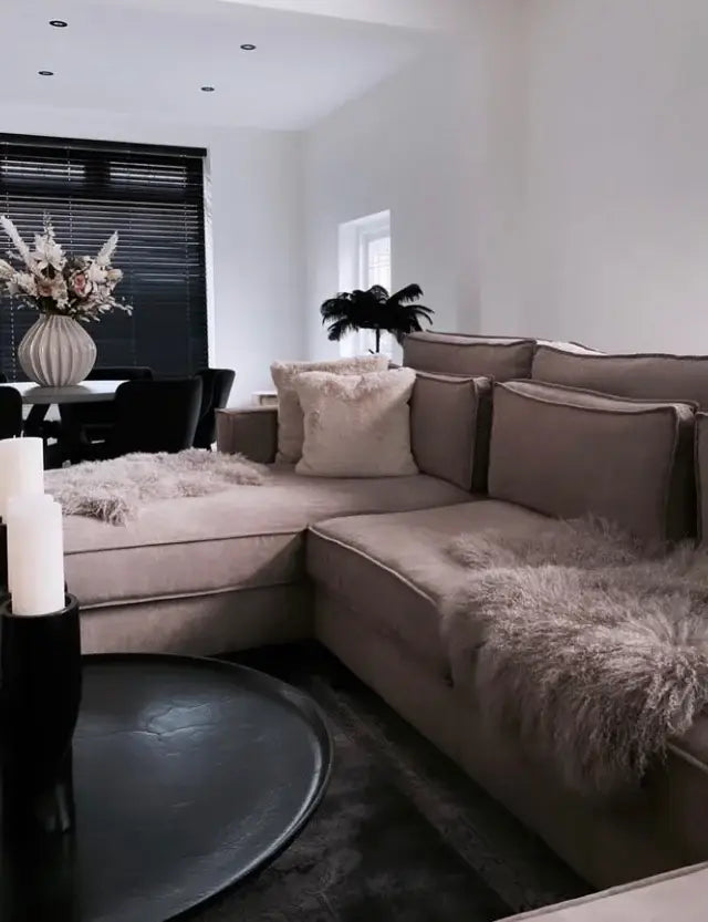 Tapis en peau de mouton bouclée tibétaine | 14 styles teints | env. 100 cm: Camel