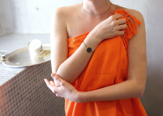 FOUTA EN COTON BIOLOGIQUE - couleur CURCUMA